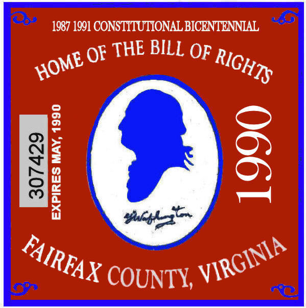 1990 VA fairfax Centennial sticker 1990 VA fairfax Centennial sticker
